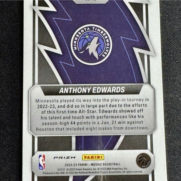 2022-23 Panini Mosaic Thunder Road Green -T-Wolves Anthony Edwards #15 - Picture 2 of 2
